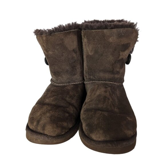 UGG Baily Button Brown suede boots Youth Girls Size 3 - Picture 3 of 11